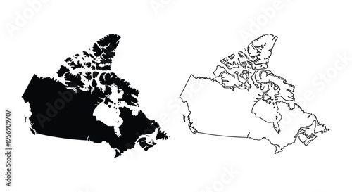 Canada map in black and white featuring a striking silhouette
