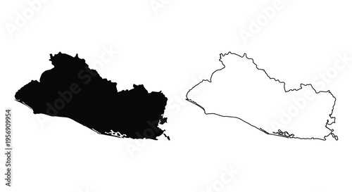 El Salvador map comparison featuring a dark silhouette against a white outline