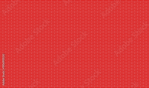 Minimalist red brick wall background texture with white mortar lines in a seamless flat digital illustration for design
