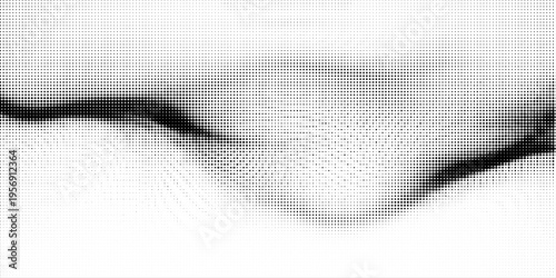 Creative double exposure composition combining an outdoor backyard scene with gardening tools and plants, blended with an abstract halftone wave pattern.