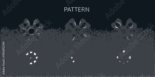 Stylized animal footprints march across a textured dark gray background