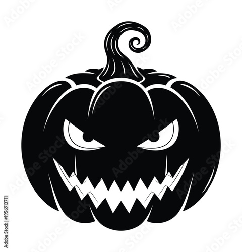 Vector of an evil pumpkin with scary eyes and sharp teeth