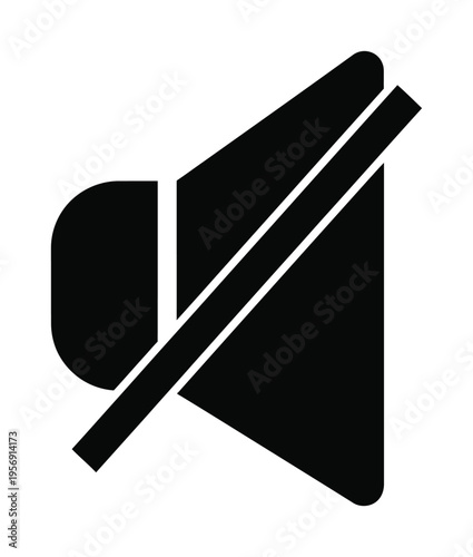 Vector icon of a speaker crossed out with a diagonal line symbolizing muted sound