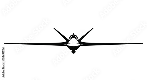Front view of a fighter jet depicted as a stark silhouette