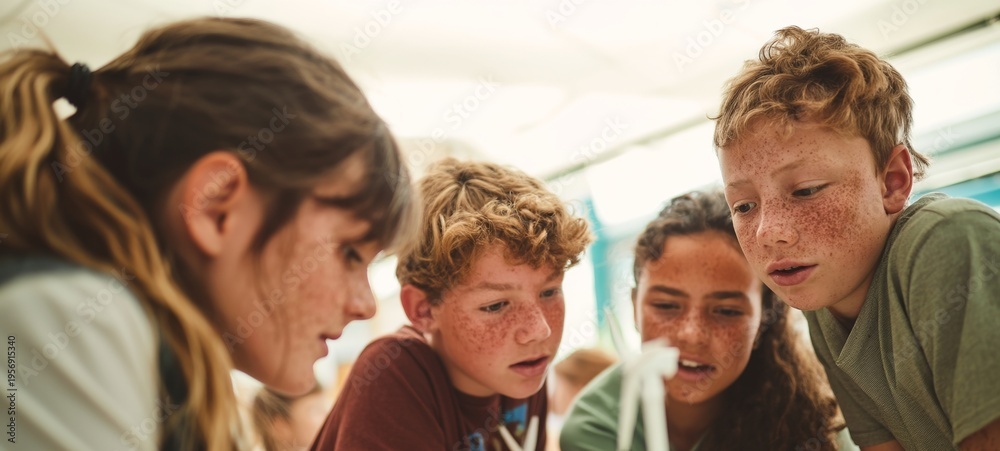 Fototapeta premium Group of Teenagers Engaged in a Conversation