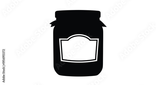 Black jar with a blank label a bold graphic silhouette