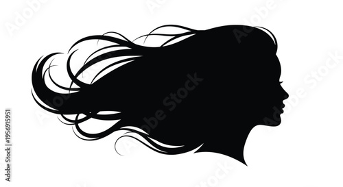 Elegant woman s profile with flowing hair a striking silhouette