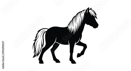 Elegant icelandic horse stands proudly in a striking silhouette