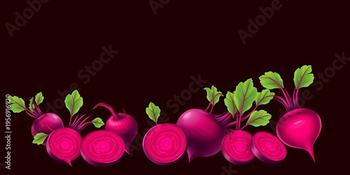 Vibrant beetroot vector illustrations, various shapes & styles,  color,  background