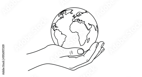Hands gently cradling a globe representing earth and care silhouette