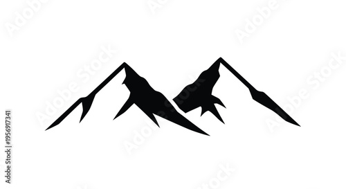 Dramatic mountain range design with sharp angular forms silhouette