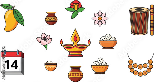 festival icon set vector isolated