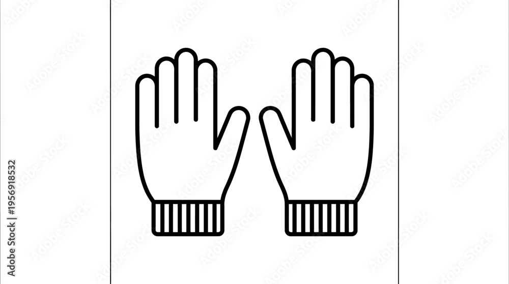 Fototapeta premium Winter Gloves Icon Black and White Vector