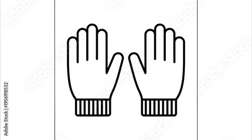 Winter Gloves Icon Black and White Vector