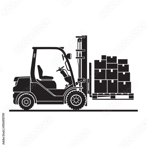 Forklift with pallet Icon Silhouette vector black design on a white background