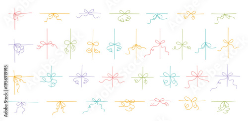 Romantic girly bow with delicate lace line. Cute french ribbon knot as whimsical ornament and wavy border. Hand drawn lace bow frame suits wedding or valentine card and invite decor, simple retro