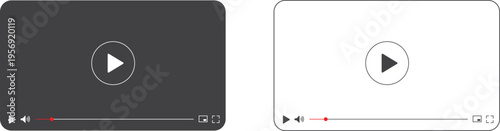Two blank video player templates, one dark gray and one with transparent background, featuring play button and timeline