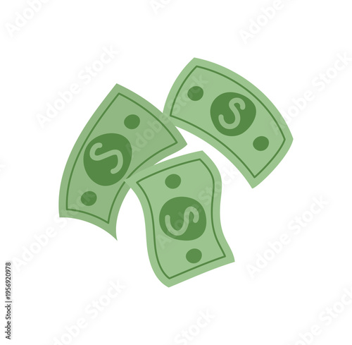 Flat green cash money finance icon. Simple bank note symbol as revenue and economy sign with business context. Abstract money background for charity donate theme and financial cash support concept
