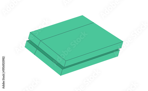 Y2K retro video game console icon in flat style. Green device for electronic entertainment and 2000s videogame concept, perfect for modern template or vintage theme media.