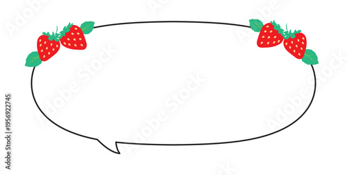 いちご左右配置の楕円吹き出し かわいい会話フレーム