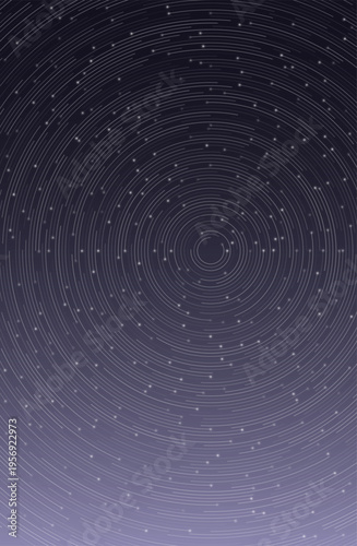 Traces of the radial rotation of stars in the sky. The night starry sky at the Earth pole. Sketch for use in creative work.
