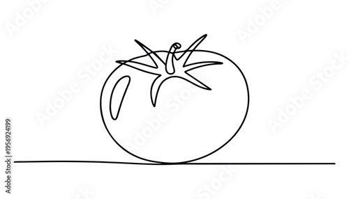 One continuous line illustration of an Tomatoes vegetable, isolated on white background.