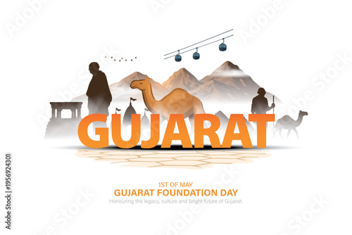 Gujarat Foundation Day 66th Celebrations, Gujarat Sthapana Divas, 1st May, Social Media Creative Post Template Design.