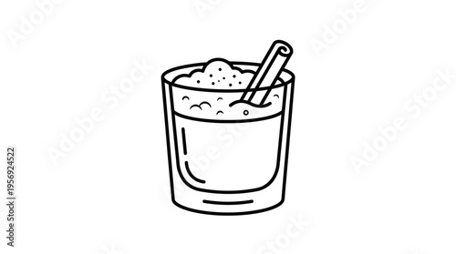Outline of a Glass with a Cinnamon Drink