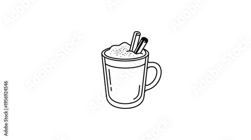 Outline Drawing of a Cinnamon Latte