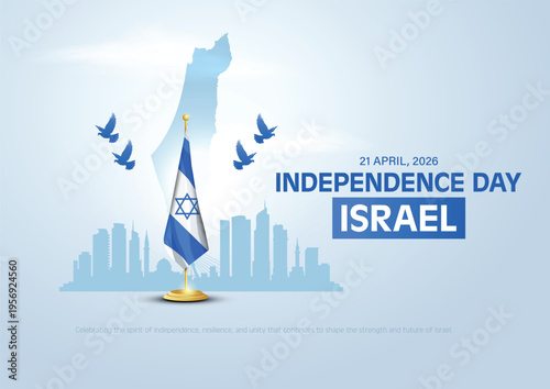 Israel Independence Day 78th celebration with flag and blue background design, vector illustration for banner, poster, social media post.