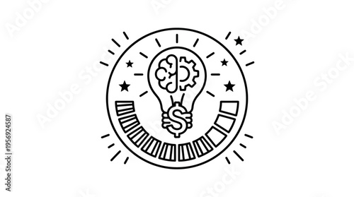 Creative Idea Concept Featuring Brain and Gear Inside Lightbulb