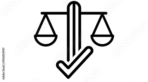 Justice Scale with Check Mark Icon