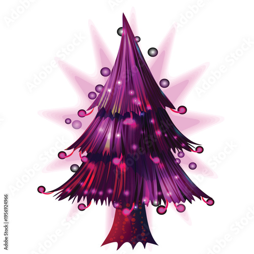 
A purple christmas tree with purple and purple decorations