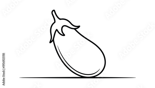 One continuous line illustration of an Eggplant vegetable, isolated on white background.