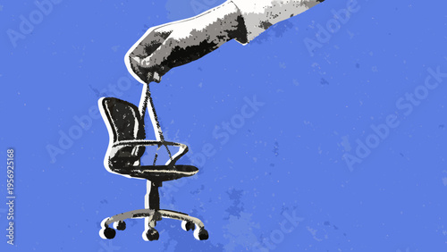 A floating office chair held aloft by an unseen hand