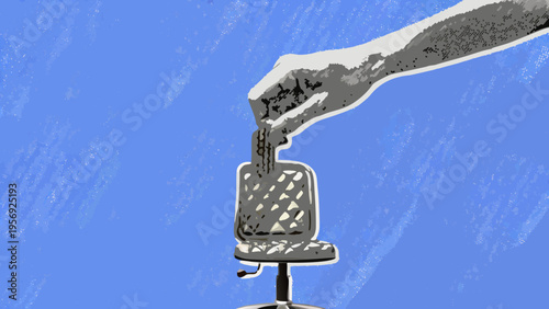 Abstract illustration of a chair dissolving into a smoky grayscale form
