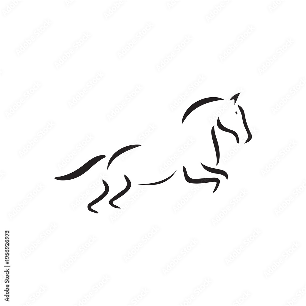 Fototapeta premium A charming image of a galloping horse in a minimalist black and white design