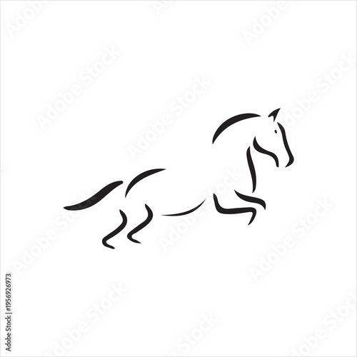 A charming image of a galloping horse in a minimalist black and white design