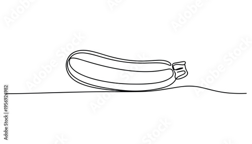 One continuous line illustration of an Courgette vegetable, isolated on white background.