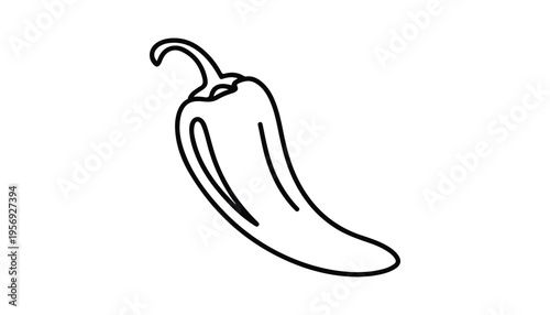 One continuous line illustration of an Chilli peppers vegetable, isolated on white background.