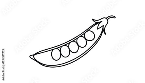 One continuous line illustration of an Peas vegetable, isolated on white background.