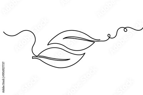 Autumn leaf single line art simple minimalist outline vector isolated design
