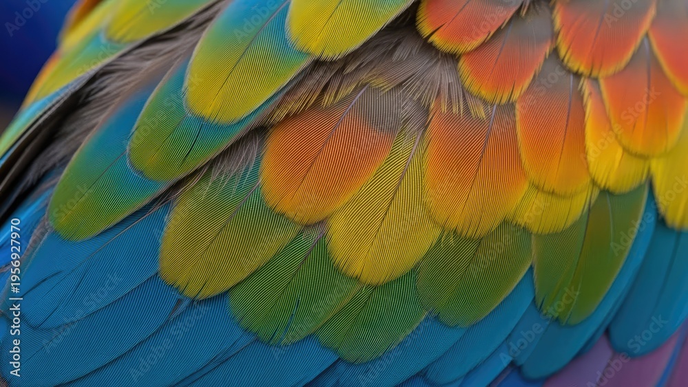 Obraz premium A vibrant and colorful close-up of a bird's feathers