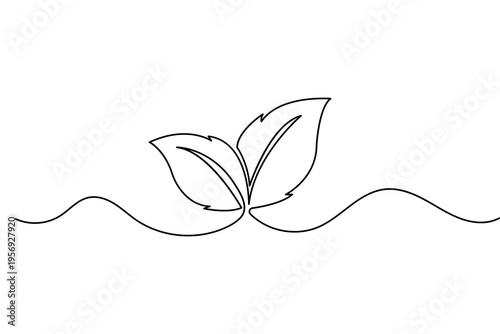 Autumn leaf single line art simple minimalist outline vector isolated design