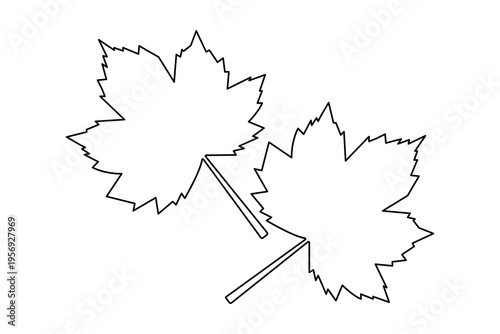 Autumn leaf single line art simple minimalist outline vector isolated design
