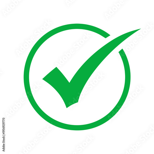 Free Download Green Check Mark Icon – Minimal Flat Vector Approved Tick Symbol for Success and Verification - GFXLoad