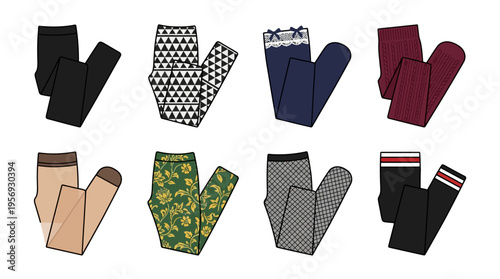 Vector Leggings and Tights Fashion Set Illustration