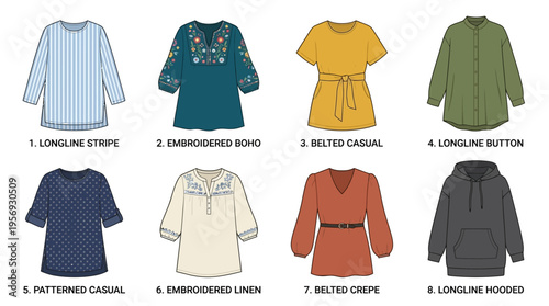 Vector Women’s Fashion Tops Styles Illustration