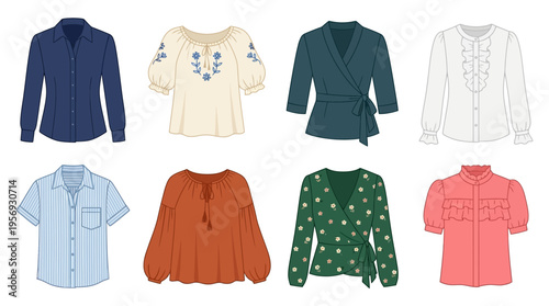   
Vector Women’s Blouse Fashion Styles Illustration