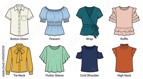   
Vector Women’s Blouse Fashion Styles Illustration